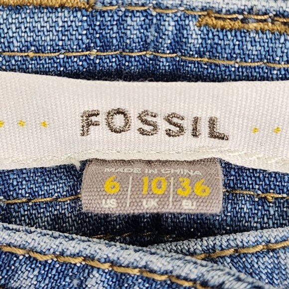 Women's Fossil Blue Denim Skirt Button Front 100% Cotton Size 6 - Picture 5 of 11